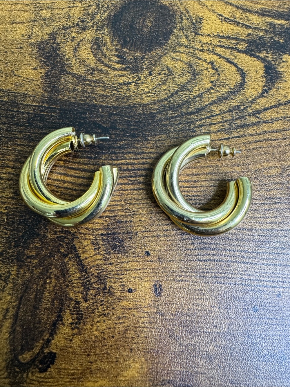 4/$20 Vintage Gold Twisted Hoop Earrings - Women Jewelry